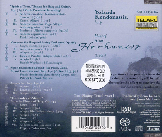 HOVHANESS: MUSIC OF HOVHANESS FOR HARP - Yolanda Kondonassis