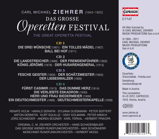 Ziehrer: Operetta Festival - Holm, Serafin, Dussmann, Seiffert, Dermota, Schnei (4 CDS)