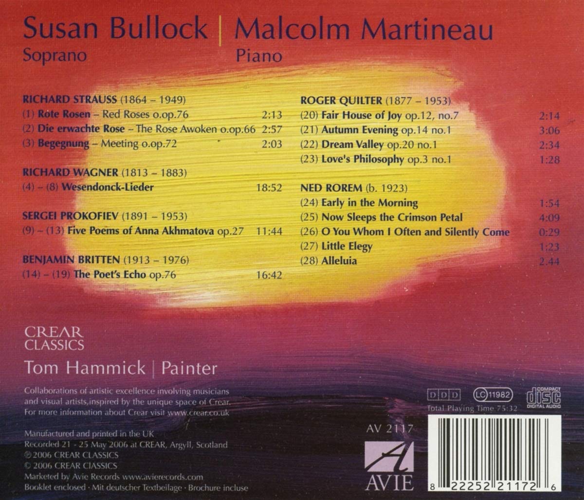 Susan Bullock & Malcolm Martineau - A Recital (Strauss, Wagner, Britten, Quilter, Prokofiev)