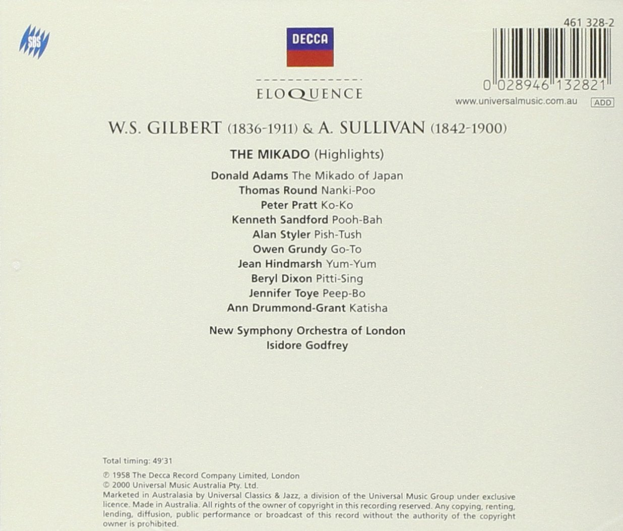 GILBERT & SULLIVAN: The Mikado (Highlights) - Godfrey, New Symphony Orchestra