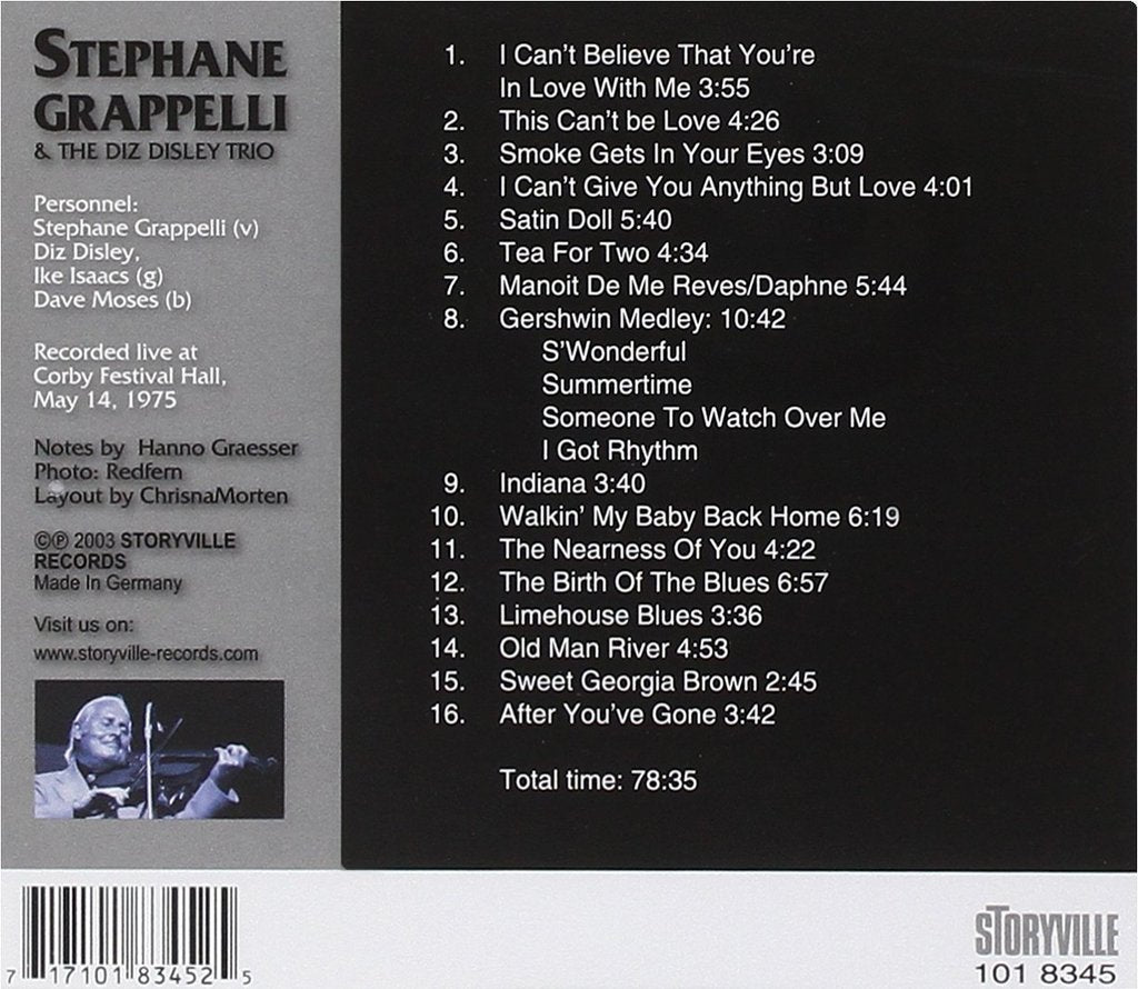 STEPHANE GRAPPELLI - LIVE AT CORBY FESTIVAL MAY 1975