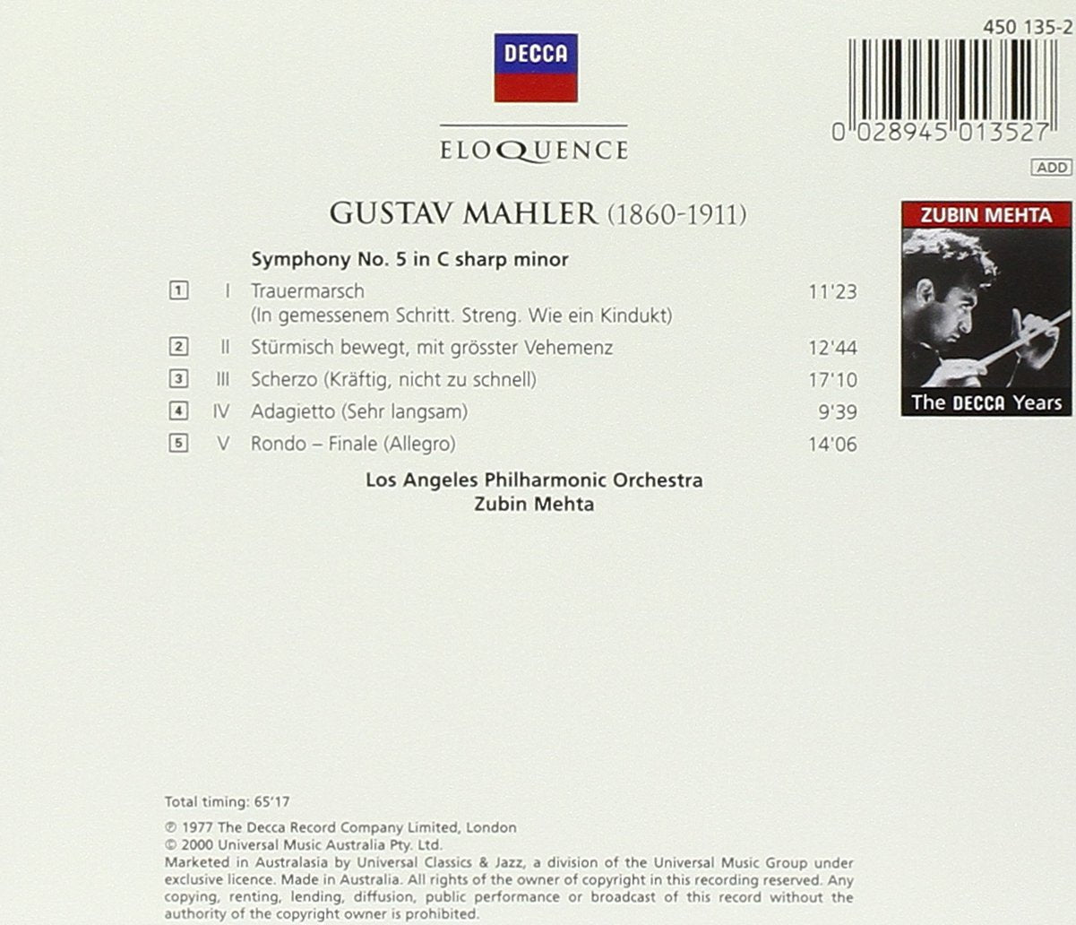 MAHLER: Symphony No. 5 - Mehta, Los Angeles Philharmonic