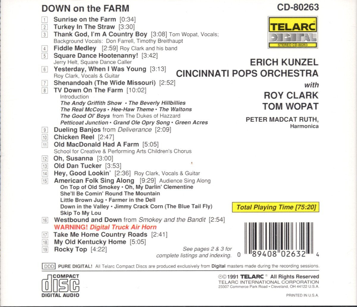 DOWN ON THE FARM - Erich Kunzel, Cincinnati Pops Orchestra, with Roy Clark & Tom Wopat