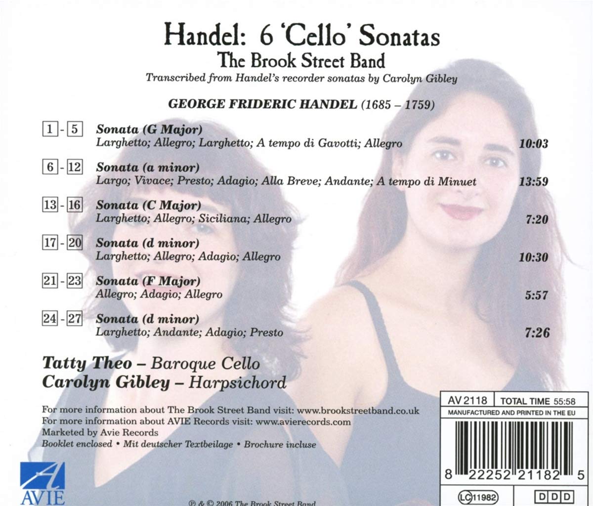 HANDEL: Cello Sonatas - Theo Tatty, Carolyn Gilbey