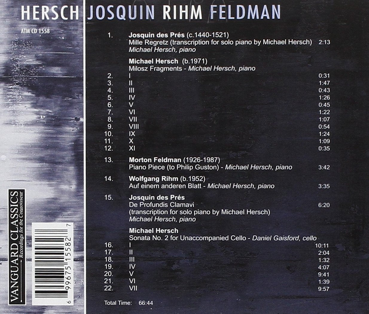 HERSCH/JOSQUIN/RIHM/FELDMAN: CELLO & PIANO WORKS