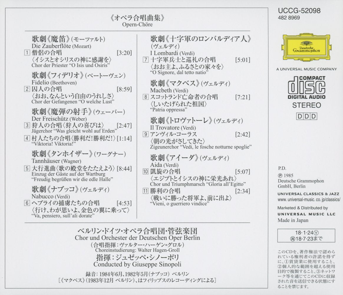 OPERA CHORUSES (SHM-CD, JAPANESE PRESSING) - SINOPOLI, DEUTSCHE OPER ORCHESTRA