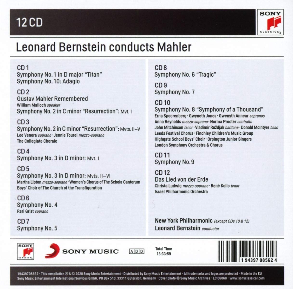 LEONARD BERNSTEIN CONDUCTS MAHLER (12 CDS)
