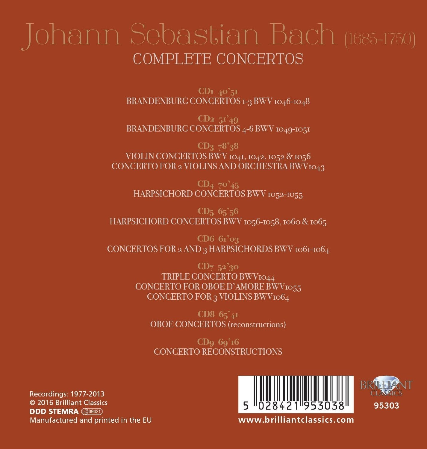 BACH, J.S.: COMPLETE CONCERTOS (9 CDS)