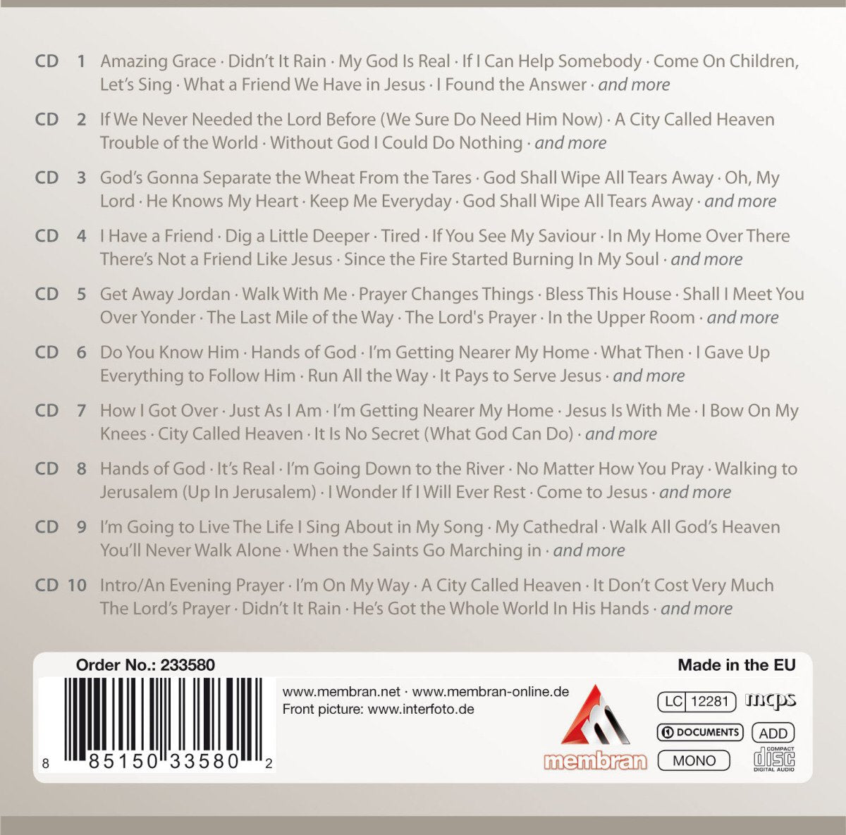 MAHALIA JACKSON: AMAZING GRACE (10 CDS)