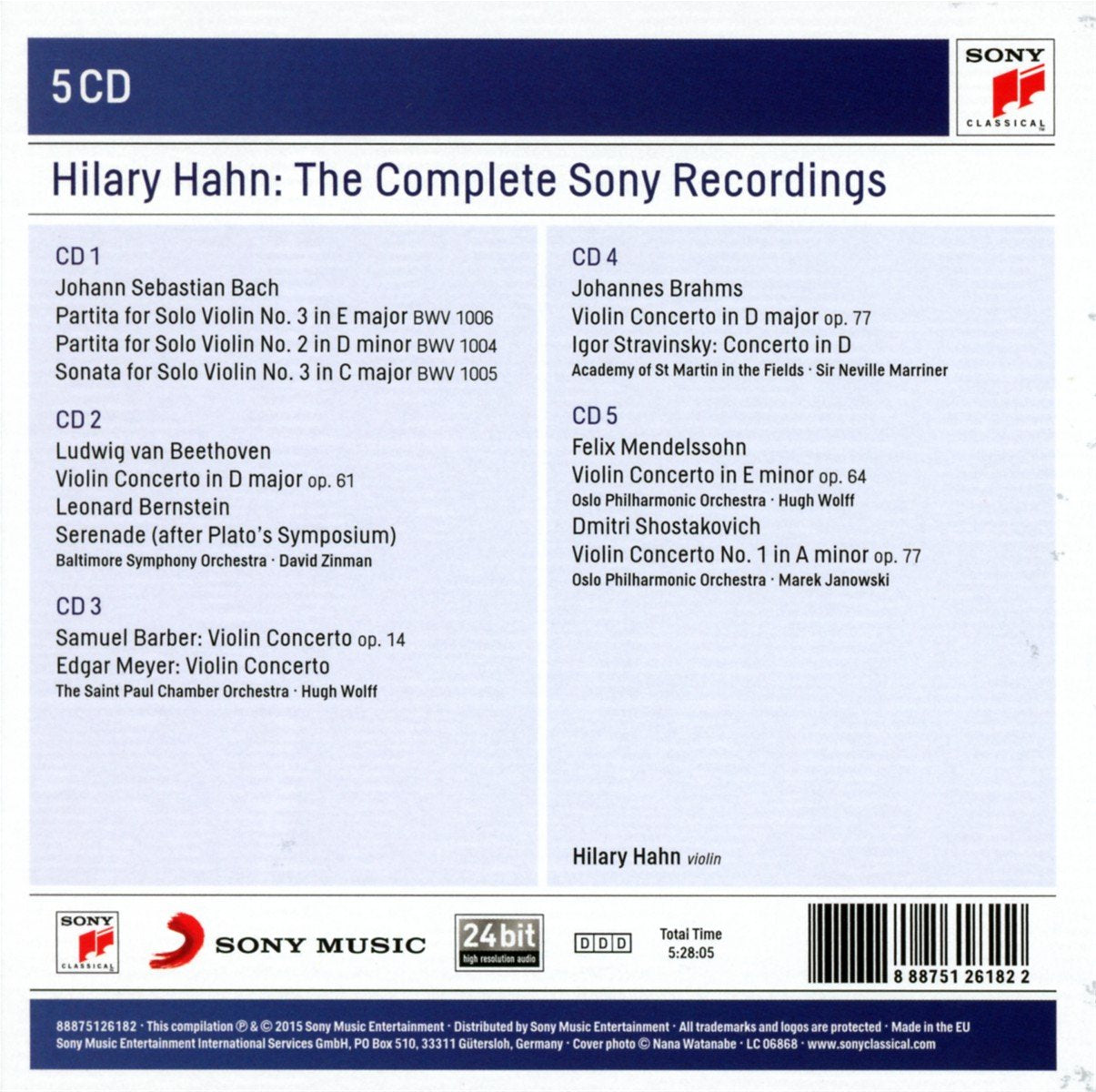 HILARY HAHN: THE COMPLETE SONY RECORDINGS (5 CDS)