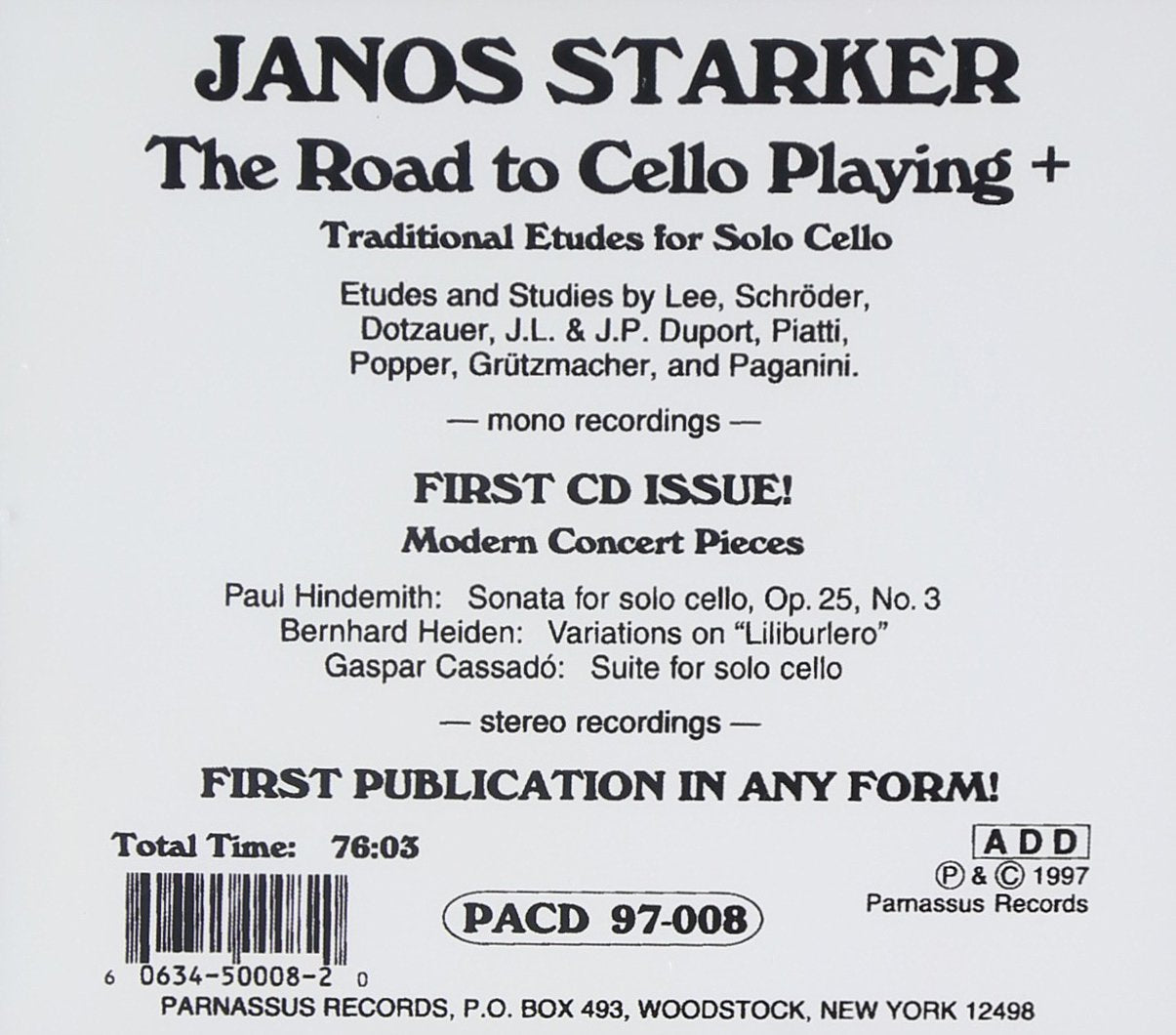 JANOS STARKER: THE ROAD TO CELLO PLAYING
