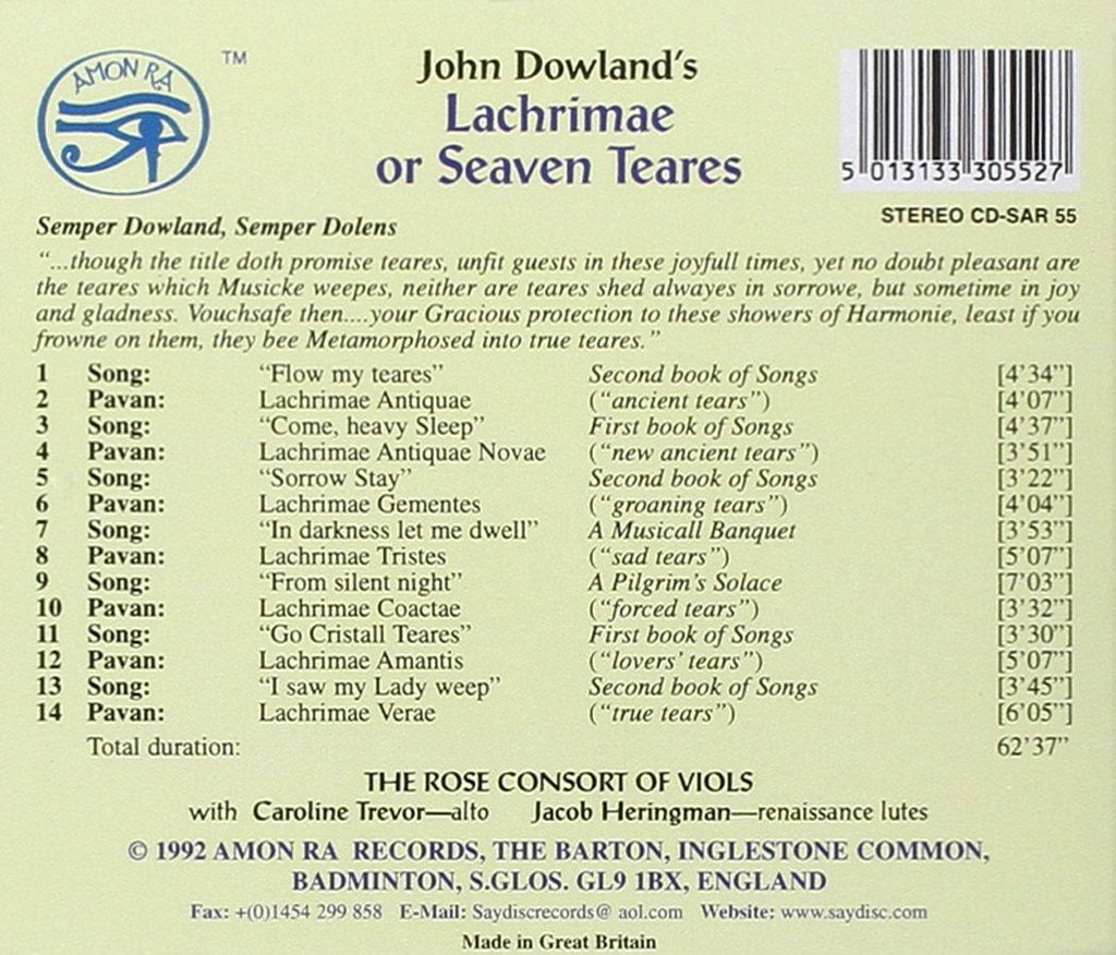 John Dowlands Lachrimae Or Seaven Teares - Caroline Trevor, Rose Consort of Viols