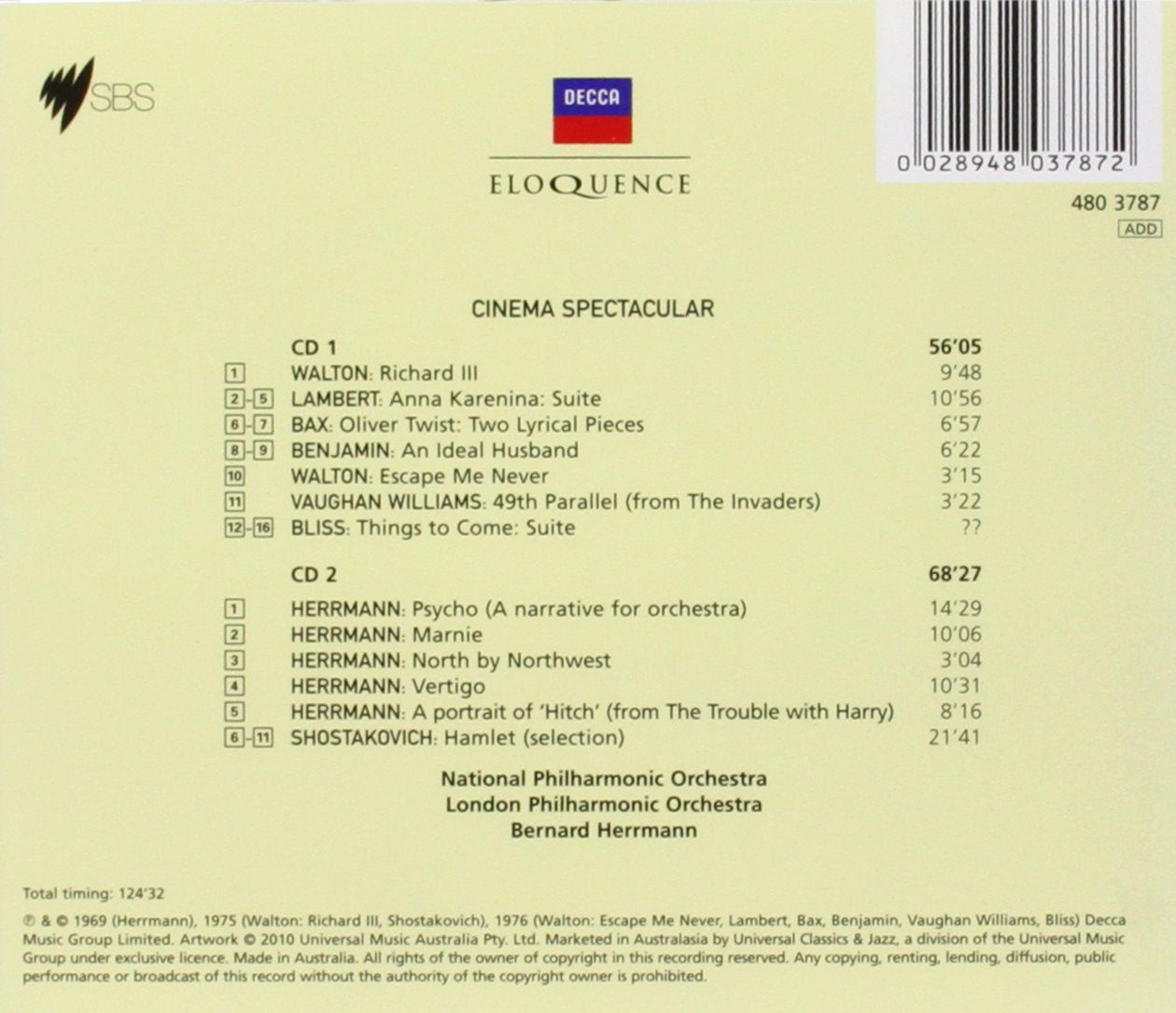 CINEMA SPECTACULAR - BERNARD HERRMANN (2 CDS)
