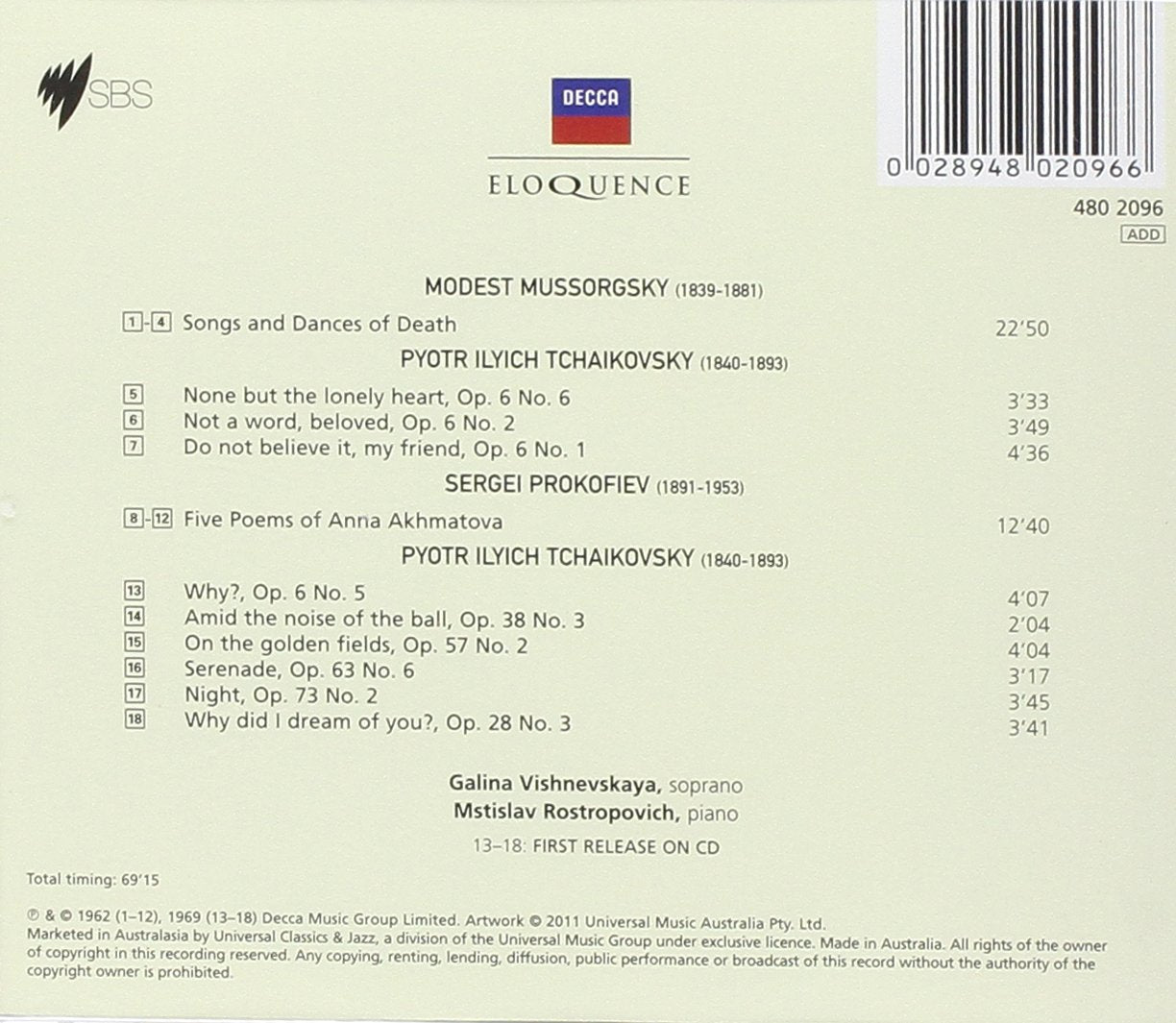 GALINA VISHNEVSKAYA SINGS RUSSIAN SONGS