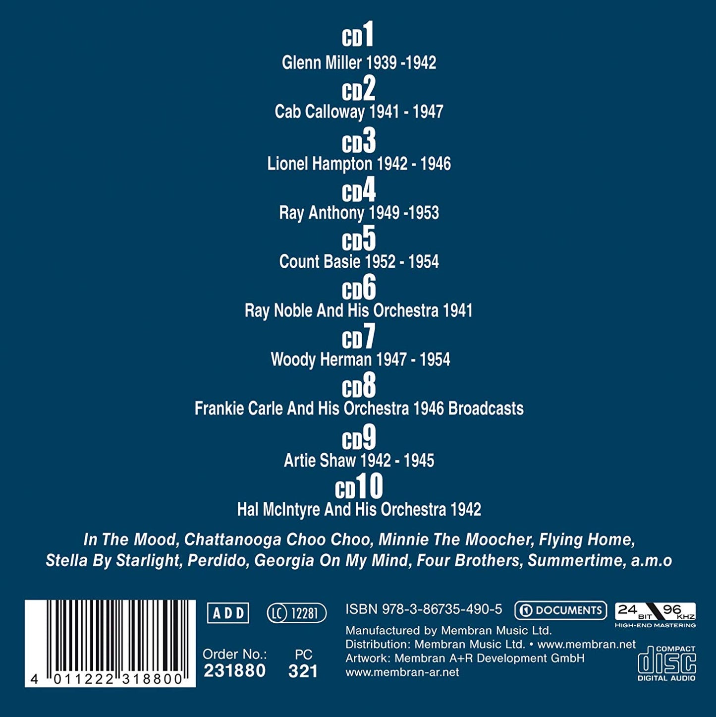 BALLROOM DANCEHALL - GLENN MILLER, ARTIE SHAW, CAB CALLOWAY, WOODY HERMAN AND MORE (10 CDS)