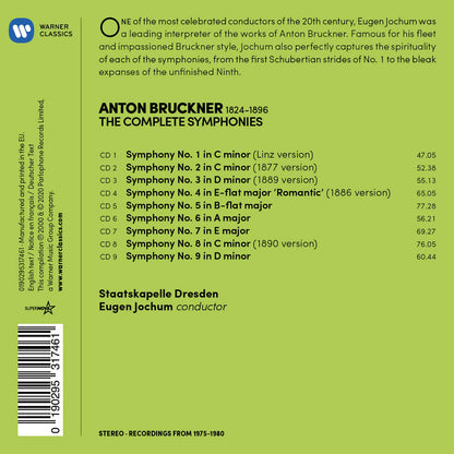 BRUCKNER: THE NINE SYMPHONIES - EUGEN JOCHUM, STAATSKAPELLE DRESDEN (9 CDS)