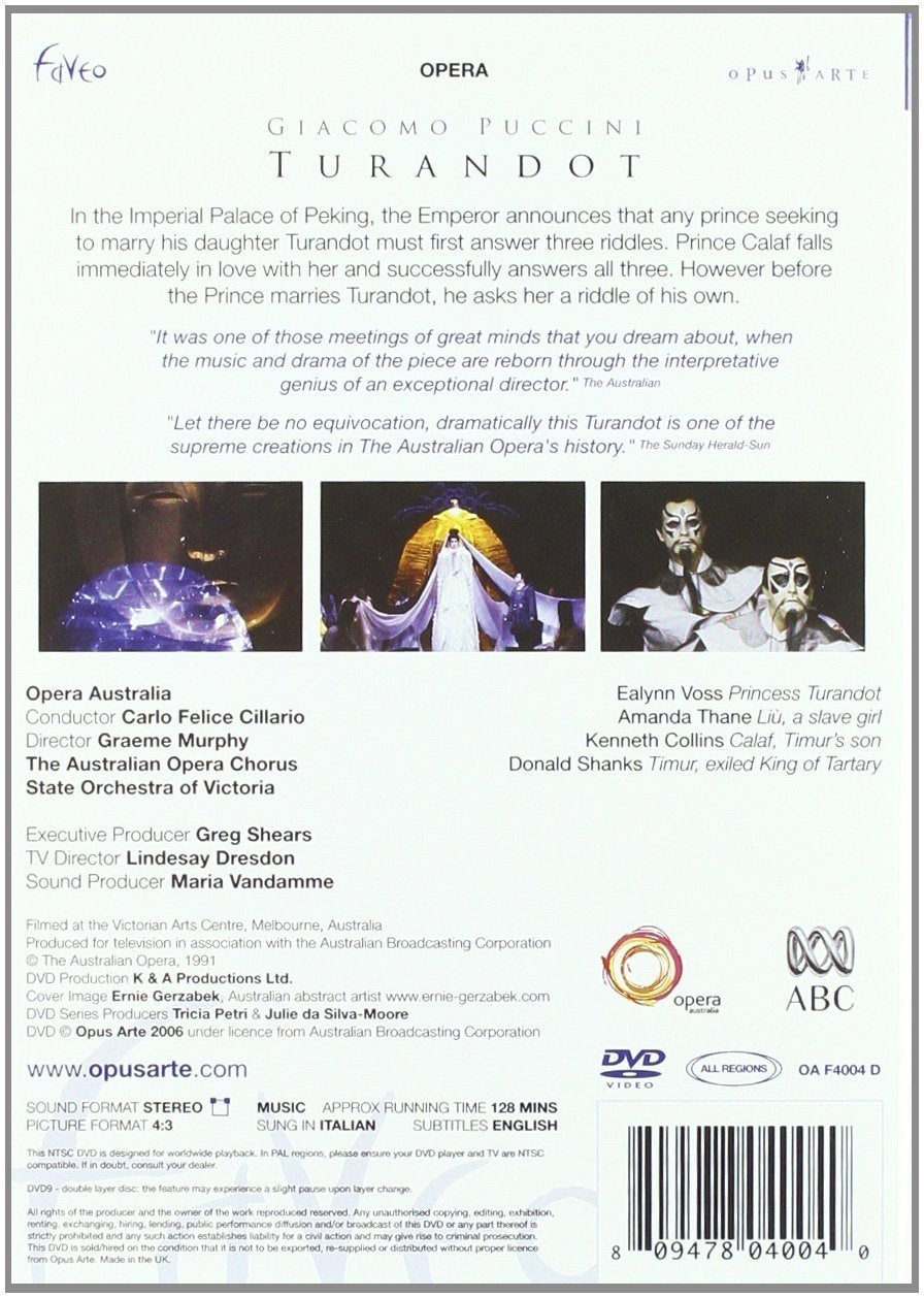 PUCCINI: Turandot - State Orchestra of Victoria, Cillario (DVD)