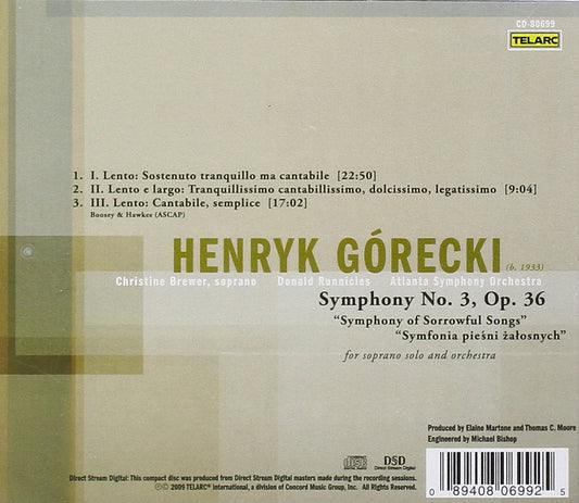 GORECKI: Symphony No. 3, Op. 36 "Symphony of Sorrowful Songs" - Runnicles, Atlanta Symphony Orchestra