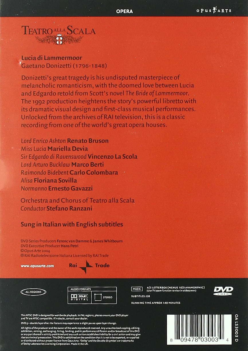 DONIZETTI: Lucia di Lammermoor - Bruson, Devia, La Scala Orchestra & Chorus, Ranzani (DVD)