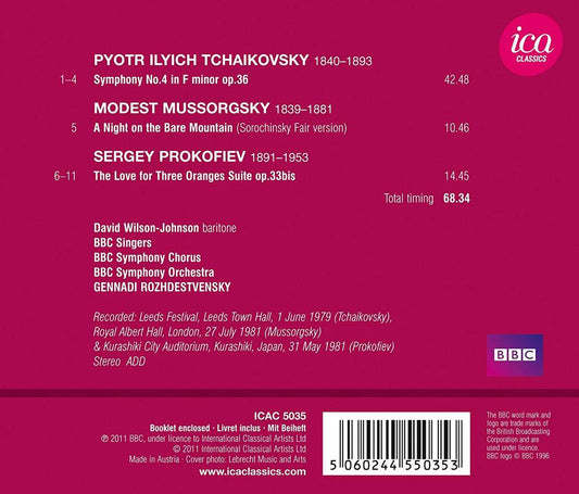 GENNADI ROZHDESTVENSKY CONDUCTS TCHAIKOVSKY, MUSSORGSKY & PROKOFIEV - WILSON-JOHNSON; BBC SINGERS; BBC SYMPHONY CHORUS; BBC SYMPHONY ORCHESTRA; ROZHDESTVENSKY