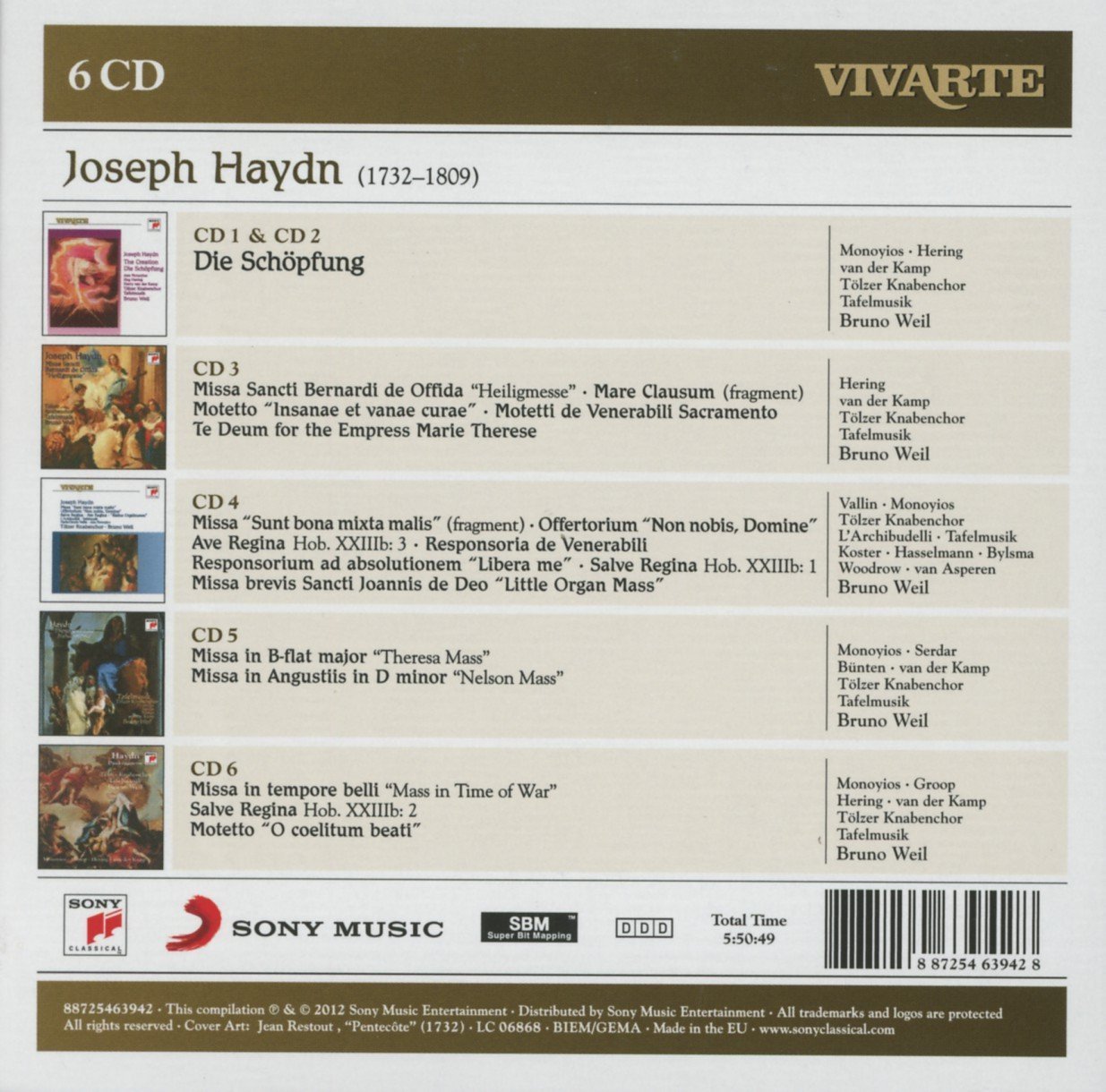 HAYDN: CHORAL WORKS - Tafelmusik, Tolzer Knabenchor, Bruno Weil (6 CDS)