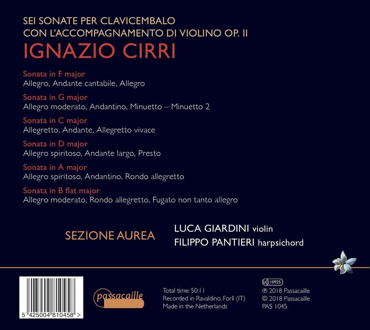 CIRRI: Six Sonatas, Op. II - Sezione Aurea