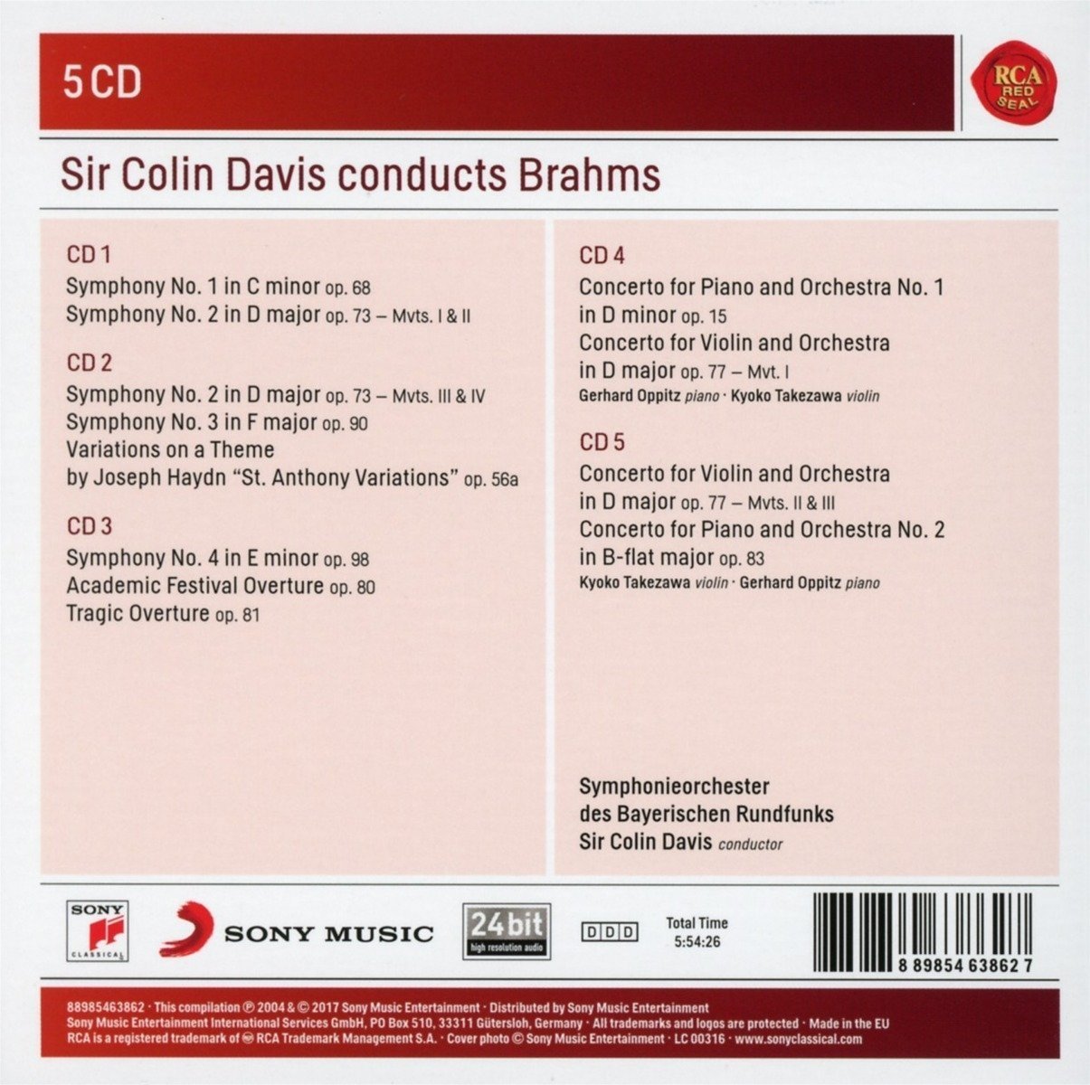 COLIN DAVIS CONDUCTS BRAHMS (5 CDS)