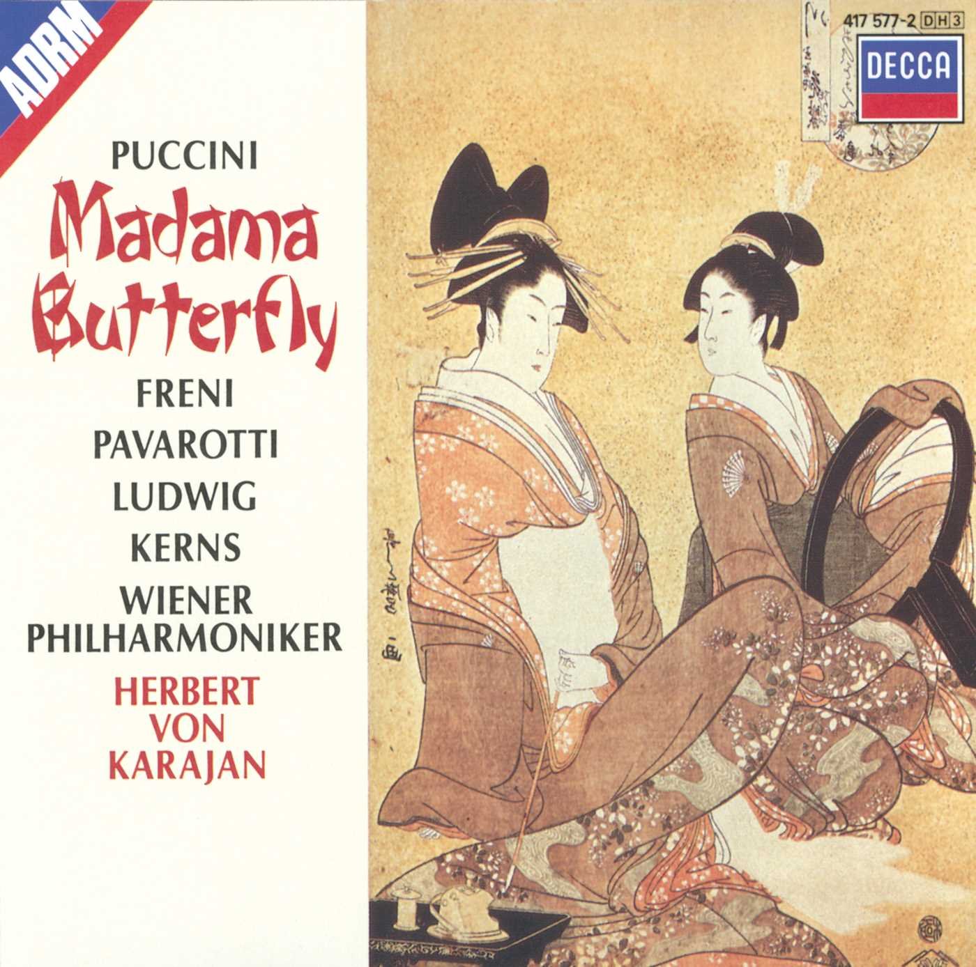 PUCCINI: MADAMA BUTTERFLY - PAVAROTTI, FRENI, LUDWIG, KERNS, KARAJAN, VIENNA PHILHARMONIC (3 CDS)