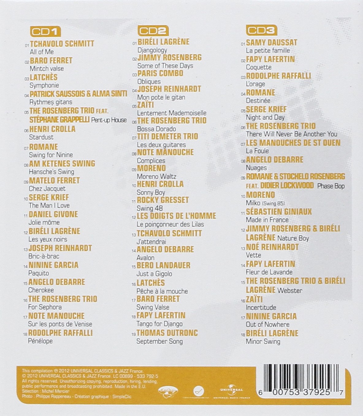 JAZZ MANOUCHE: THE VERY BEST IN GIPSY JAZZ - Rosenberg Trio, Stephane Grappelli and more (3 CDs)