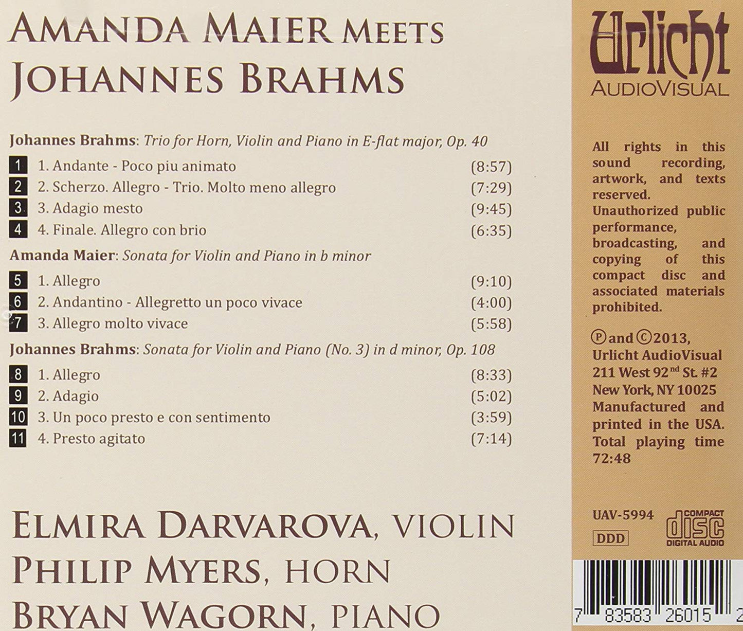 AMANDA MAIER MEETS JOHANNES BRAHMS