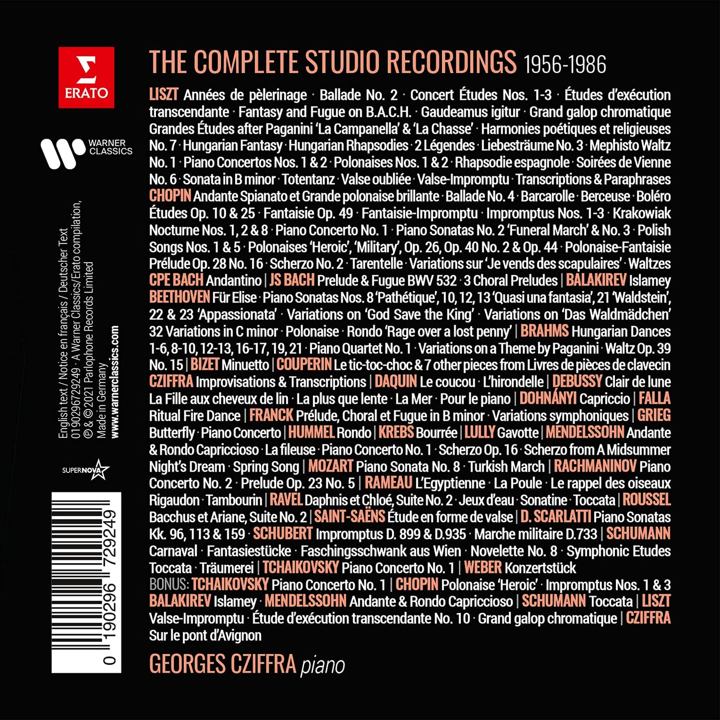 GEORGES CZIFFRA - THE COMPLETE STUDIO RECORDINGS 1956-1986 (41 CDS)