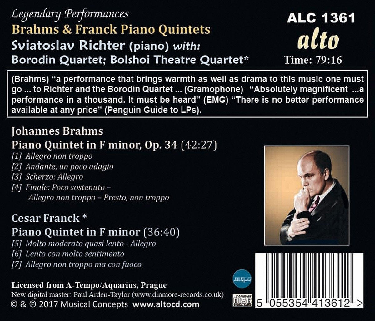 BRAHMS: PIANO QUINTET OP.34 & FRANCK: PIANO QUINTET - RICHTER, BORODIN QUARTET, BOLSHOI THEATER QUARTET