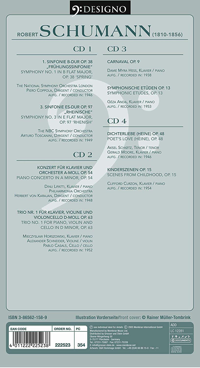 SCHUMANN: ORCHESTRAL, CONCERTO, SOLO PIANO and VOCAL WORKS (4 CDS)