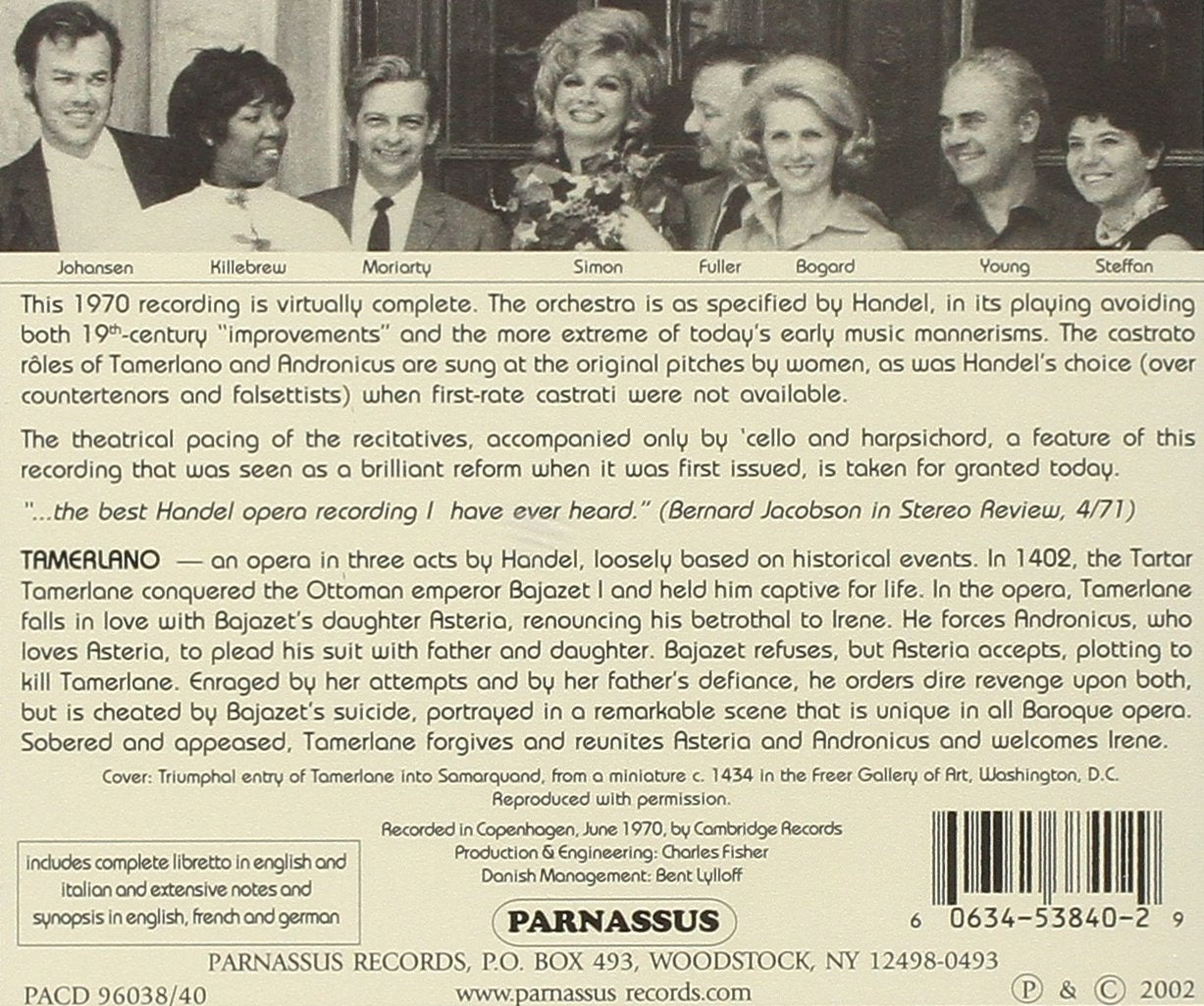 HANDEL: TAMERLANO - KILLEBREW, YOUNG, BOGARD, MORIARTY (3 CDs)