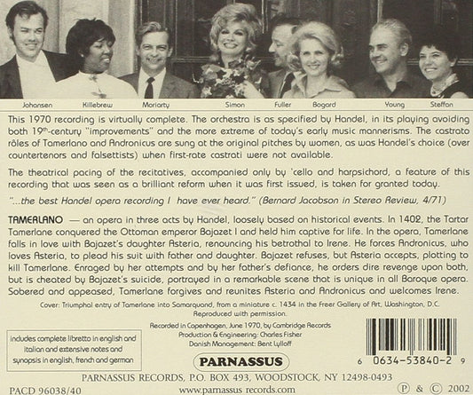 HANDEL: TAMERLANO - KILLEBREW, YOUNG, BOGARD, MORIARTY (3 CDs)