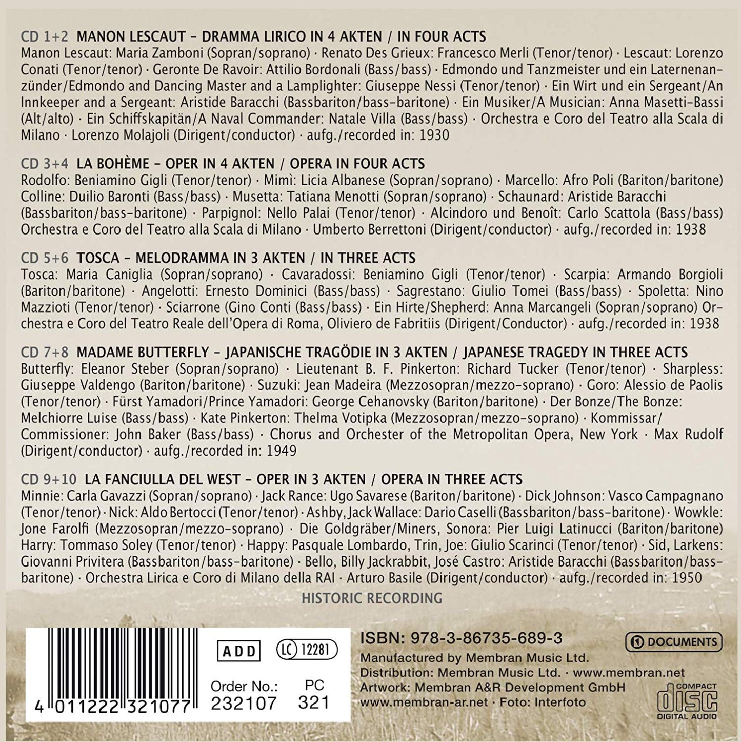 PUCCINI: A PORTRAIT (10 CDS)