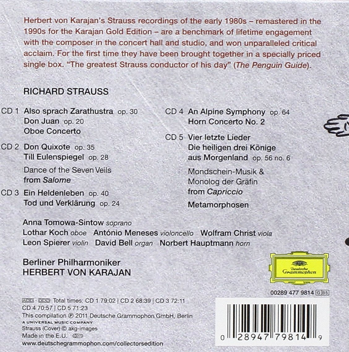 STRAUSS, R.: ORCHESTRAL WORKS - KARAJAN, BERLIN PHILHARMONIC (5 CDS)