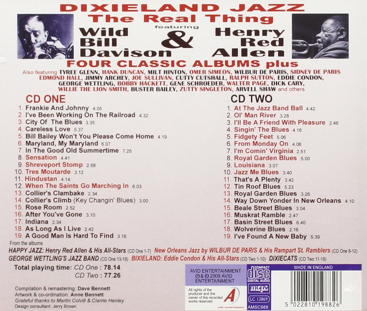 Dixieland Jazz - Four Classic Albums Featuring Wild Bill Davison & Henry "Red" Allen (2 CDs)