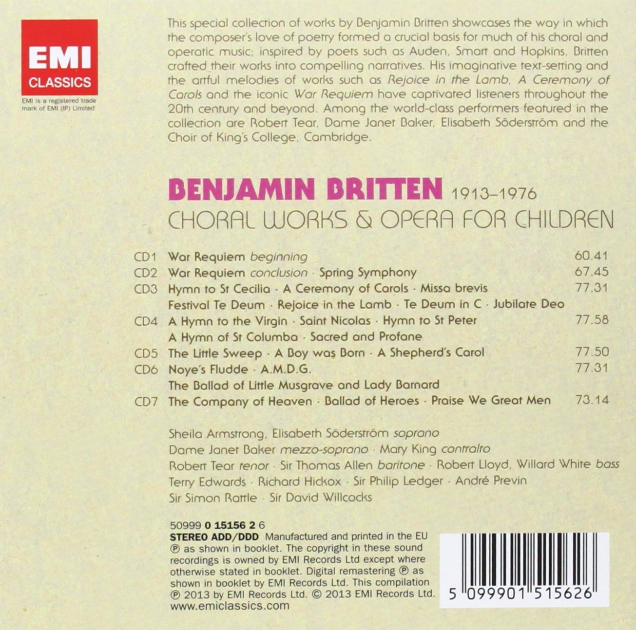 BRITTEN: CHORAL WORKS & OPERAS FOR CHILDREN (7 CDs)