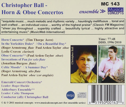 BALL: HORN CONCERTO; OBOE CONCERTO - BALL, EMERALD CONCERT ORCHESTRA