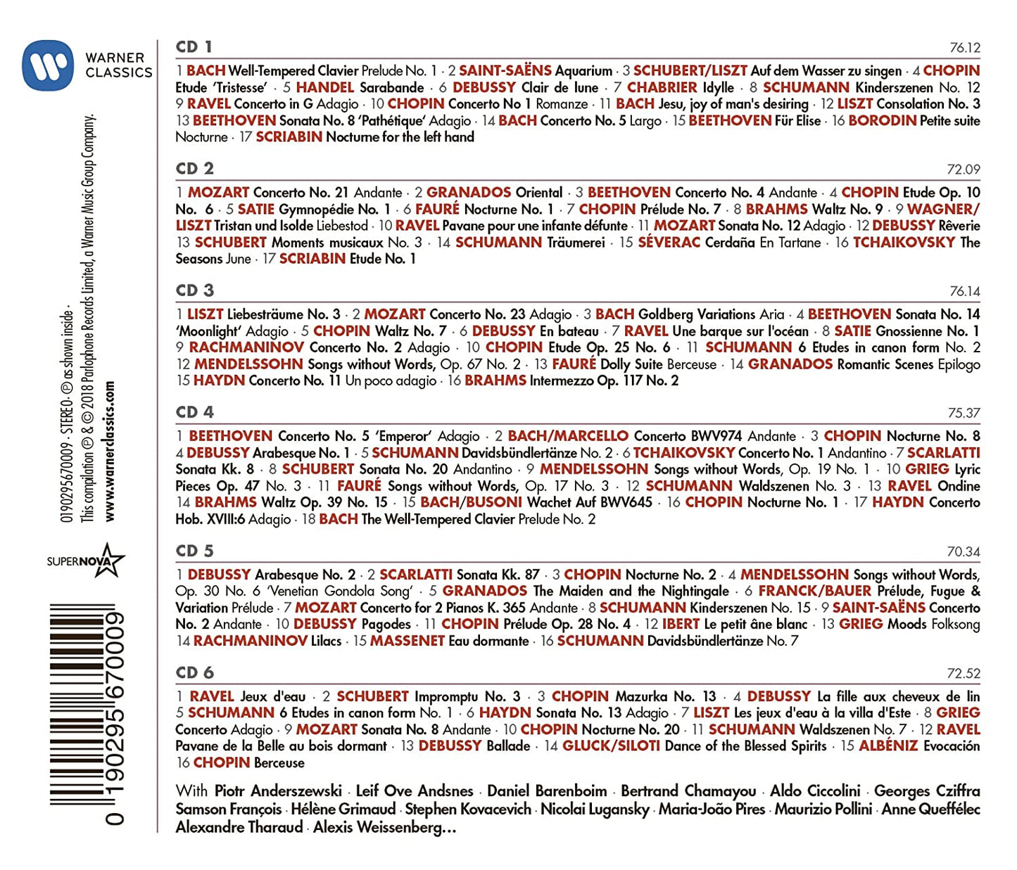 100 BEST RELAXING PIANO (6 CDs)