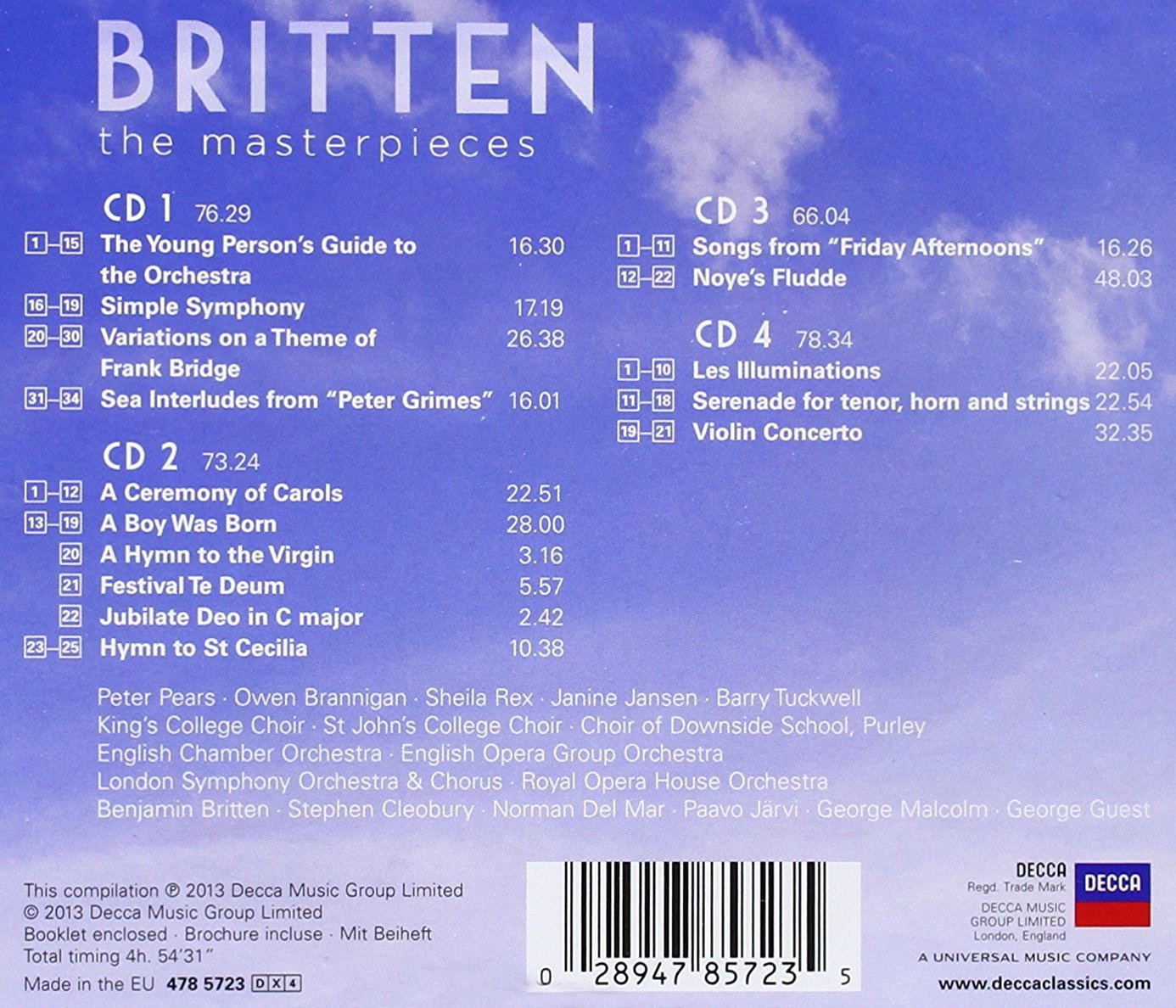 BRITTEN - THE MASTERPIECES (4 CDS)