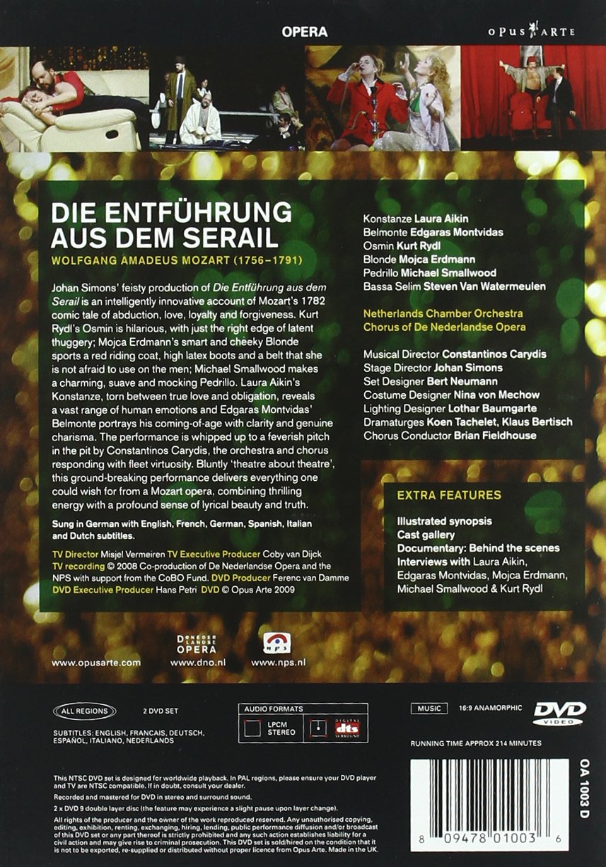 MOZART: Die Entfuhrung aus dem Serail - Netherlands Chamber Orchestra, Chorus of Netherlands Opera, 2 DVD