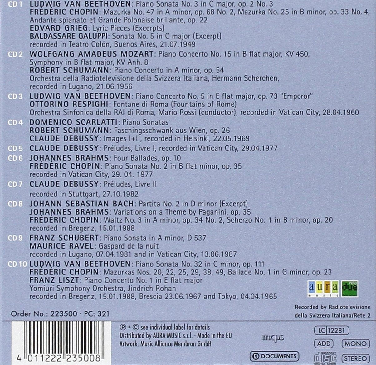 ARTURO BENEDETTI MICHELANGELI - PORTRAIT, VOL. 2 (10 CD)