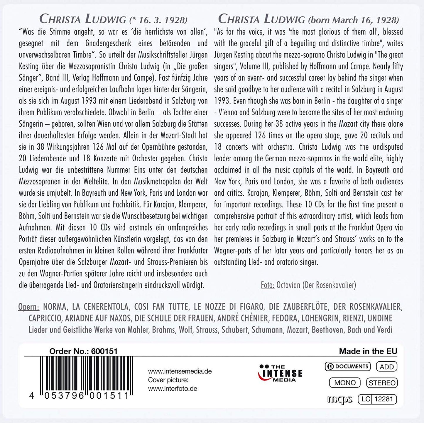 Christa Ludwig - Her First Recordings, Her Greatest Successes (10 CDs)