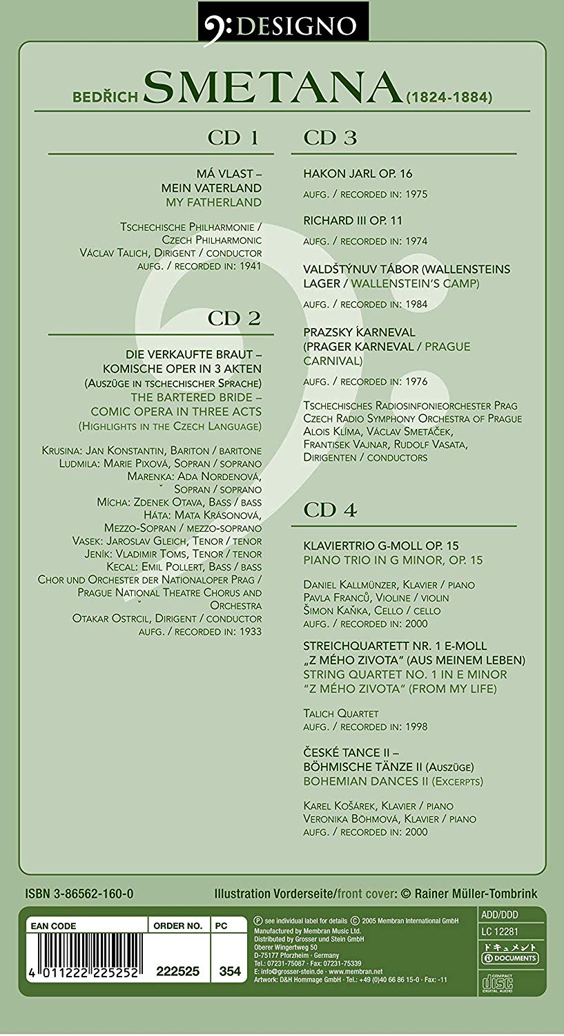 SMETANA: ORCHESTRAL, OPERA and CHAMBER WORKS (4 CDS)