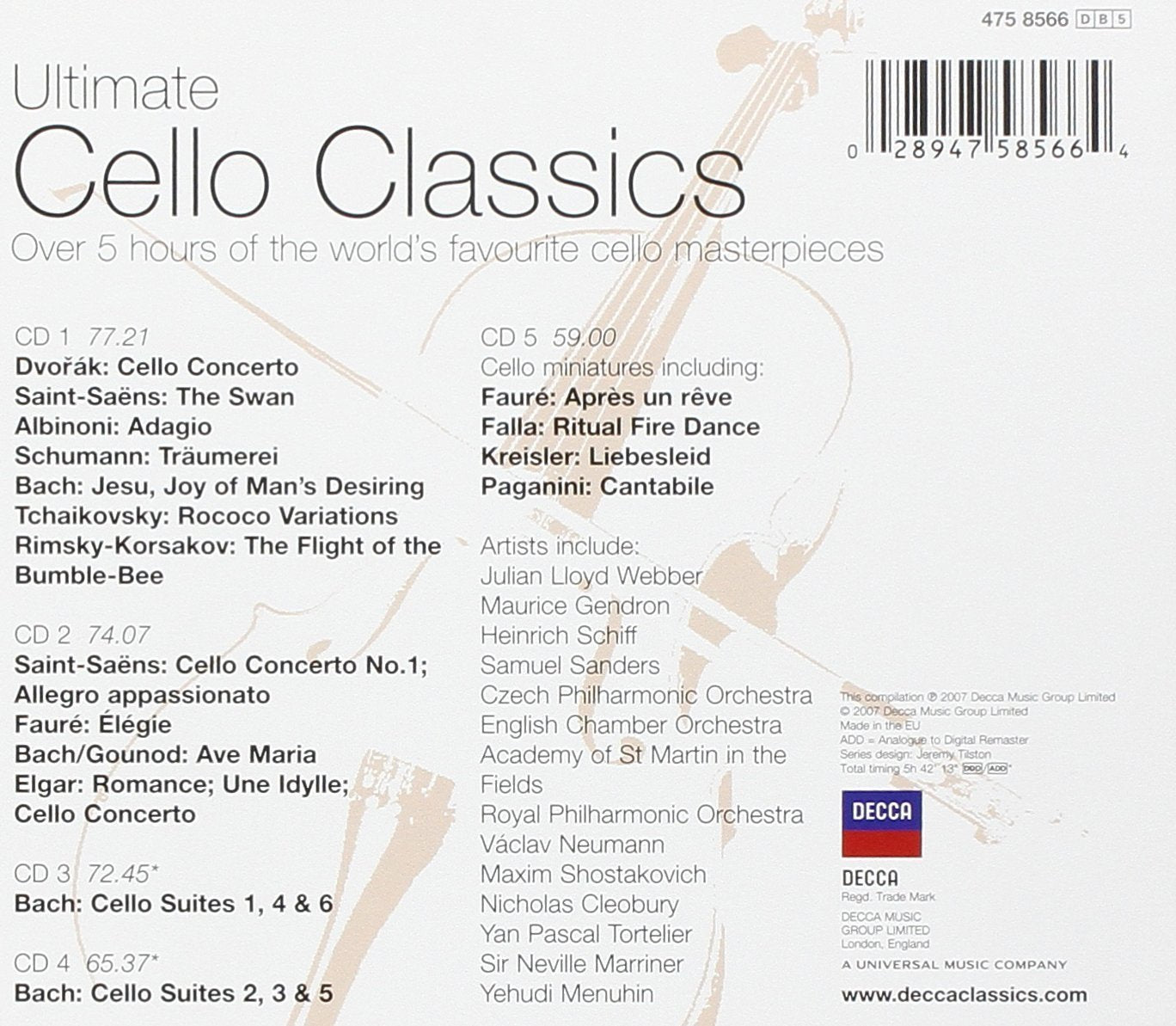 ULTIMATE CELLO CLASSICS BOX - 5 CDs
