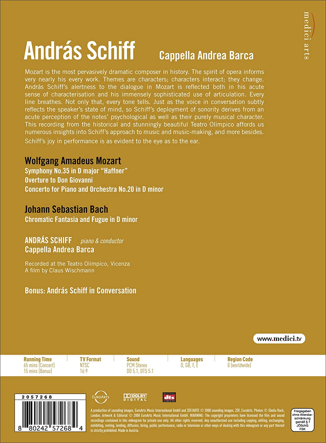 ANDRAS SCHIFF Plays and Conducts Mozart - Cappella Andrea Barca, András Schiff (DVD)