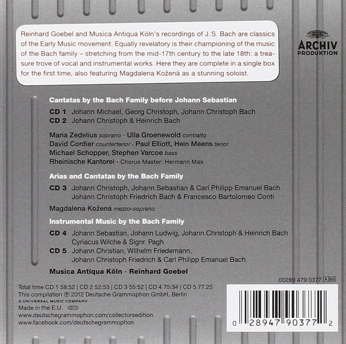 Bach Bachianas: Music By Bach Family - Kozena, Goebel, Musica Antiqua Koln (5 CDs)