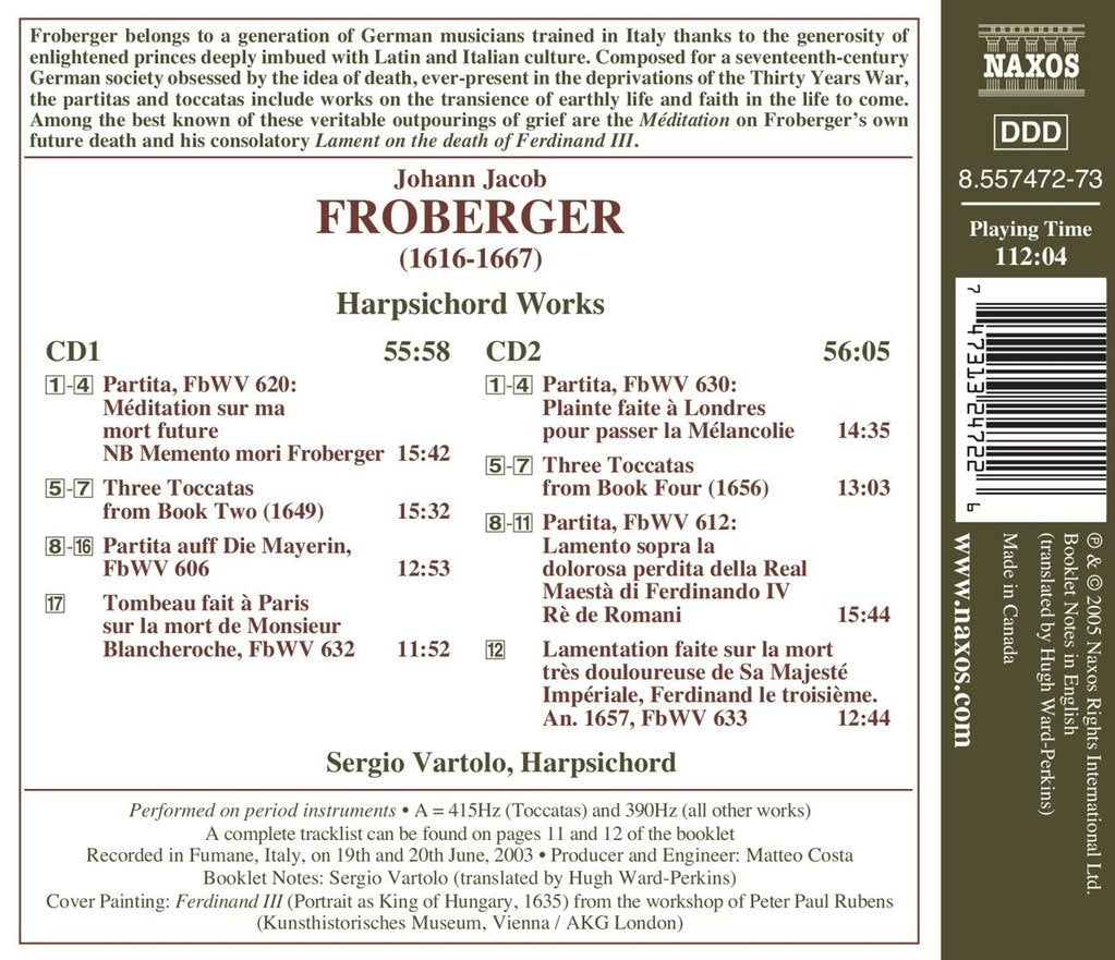 FROBERGER: SONATAS AND PARTITAS - SERGIO VARTOLO (2 CDS)